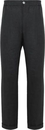 Alpha Studio Linnen Broeken - Heren - Straight fit broeken - Zwart - 2XL - Linnen - Broeken