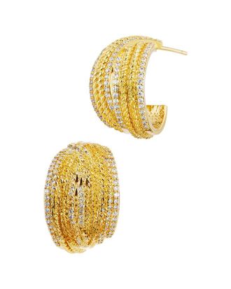 Savvy Cie Jewels 14K Plated Cz Hoop Earrings