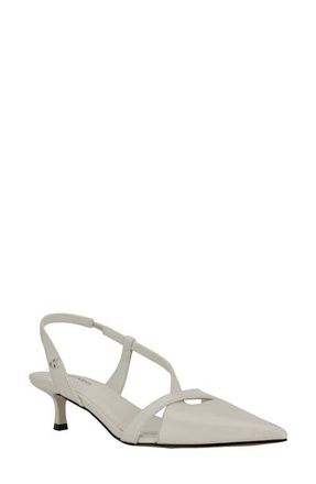 Calvin Klein Arlanna Slingback Pointed Toe Kitten Heel Pump in White Leather at Nordstrom, Size 7.5