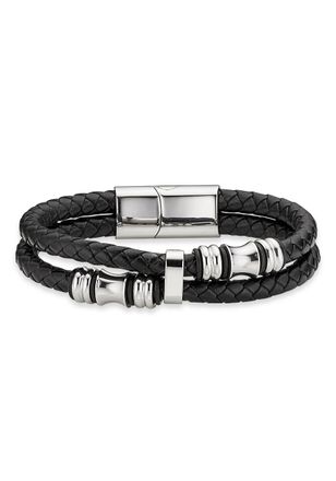 Bruno Banani Lederarmband »Schmuck Geschenk Armkette Axt Lederband breit Silber«