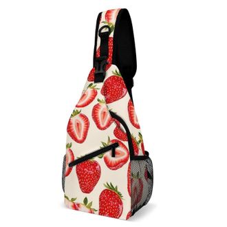 Generic Strawberries Unisex Shoulder Bags Casual Crossbody Chest Bag Sling Backpack for Hiking Cycling Travel