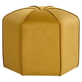 Beliani Puf Moderno Dormitorio Sala De Estar Tejido De Terciopelo Amarillo Wishek