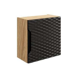 Petits Meubles Armario de pared 1 puerta paneles laminados y mdf negro y madera