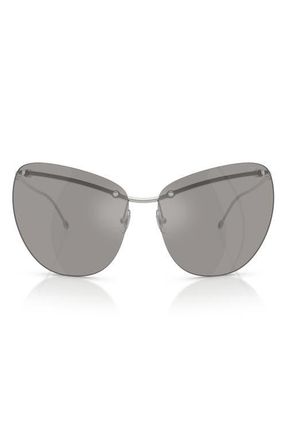 Diesel DL1007 D-Gies 71mm Mirrored Cat Eye Sunglasses in Grey Mirror /Grey Mirror at Nordstrom