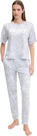 DKNY Geprintte gebreide pyjamaset - Dames - Pyjama - Blauw - S - Polyester - Nachtkleding