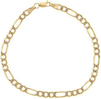 Italian Gold, Inc 10K 4.8Mm White Pave Figaro Bracelet