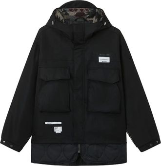 Musium Div. Parka met logopatch - Zwart