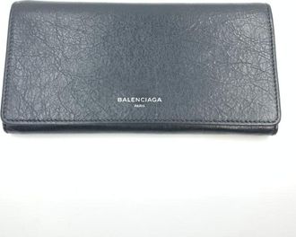 Balenciaga Gray Leather Long Wallet (Bi-Fold) (Pre-Owned)
