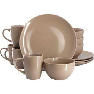 Gibson Home Everyday Plus 12 Piece Stoneware Dinnerware Set in Brown at Nordstrom