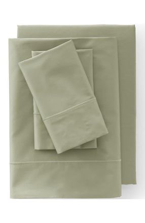 Lands End 417 Thread Count Premium Supima Cotton No Iron Sateen Fitted Bed Sheet in Prairie Sage at Nordstrom, Size King