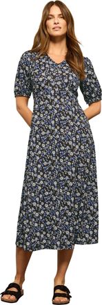 M&Co Womens Blue Floral Print Midi Dress - Womens