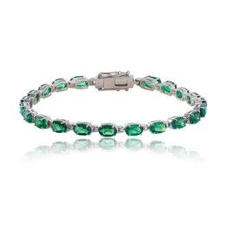 MAX + STONE 925 Sterling Silver 6x4mm Oval Cut Gemstone Tennis Birthstones Bracelet