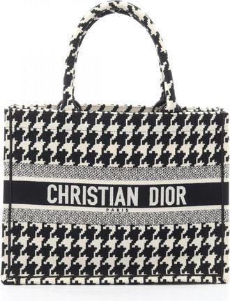 Dior Black White Canvas Handbag Tote Bag (Pre-Owned)