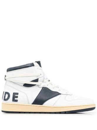 Rhude panelled high-top sneakers - men - Leather/Leather/Rubber - 9 - White