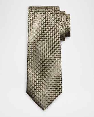 Ermenegildo Zegna Mens Geometric Net Silk Tie