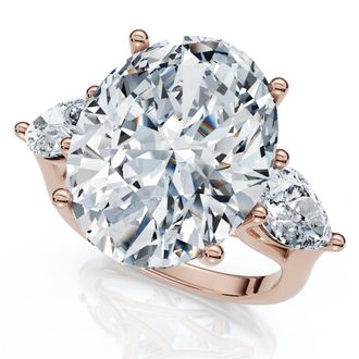 Pompeii3 Certified 9 1/2Ct Oval Three Stone Diamond Engagement Ring 14k Gold Lab Grown