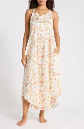 Papinelle Sleepwear Amber Floral Maxi Nightie in Peach Parfait at Nordstrom, Size X-Small