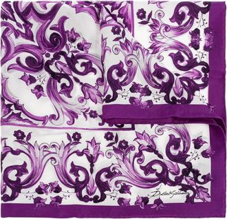 Dolce & Gabbana Sciarpa di seta con stampa Majolica - - Accessories - Donna - Viola - ONE SIZE