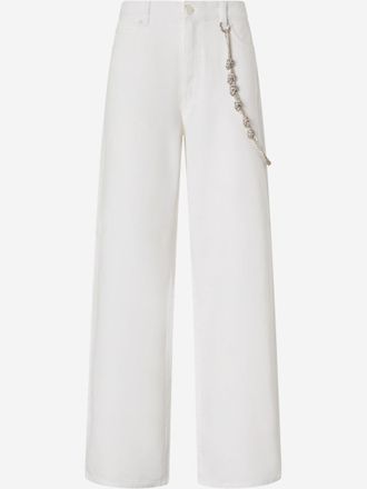 Pinko White Loose Wide-leg Trousers