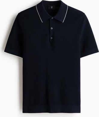 H&M Slim Fit Polo Shirt in Dark Blue at Nordstrom, Size Xx-Large