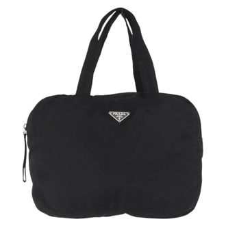 Prada Vintage Zip Tessuto Black Nylon Handbag (Pre-Owned)