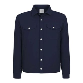 Eleventy Light Jackets, male, Blue, Size: 2XL Blue Wool Overshirt Super 180s