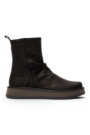 FLY London Fly London Womens Black Suede Leather Zip Up Platform Ankle Boots - RENO053FLY