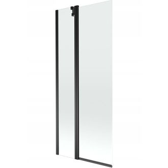 Desconocido Mampara De Ba&ntilde;era 2 Hojas Vidrio Transparente, 80x150 Cm, Perfil Negro