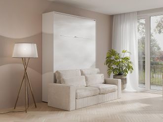 Vente-Unique Letto estraibile 140 x 200 cm Apertura verticale manuale Con LED Bianco + Divano - RAPILI