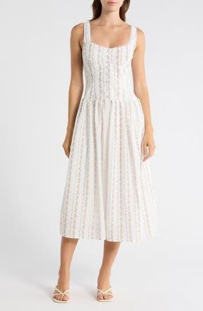 Lush Floral Button Detail Fit & Flare Midi Sundress in Pink Floral at Nordstrom Rack, Size Medium