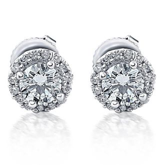 Pompeii3 Halo Diamond Studs 1/2 Carat 10K White Gold 6mm
