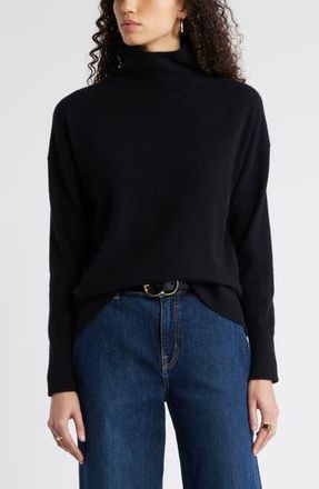 Nordstrom Oversize Cashmere Turtleneck Sweater in Black Rock at Nordstrom Rack, Size Medium