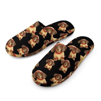 Generic Cute Dachshund Dog Mens Cozy Memory Foam Slippers Warm Cotton House Shoes Comfy Slipper for Indoor Outdoor