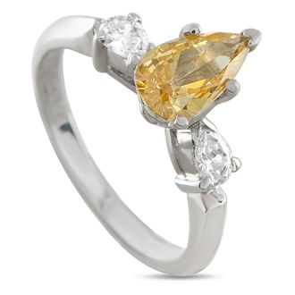 Luxury Bazaar 14K White Gold Diamond and 0.74 ct Natural Orange Diamond Ring MF07-051826
