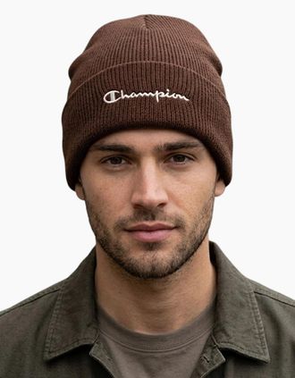Champion Mens CHAMPION Mens Beanie Hat Thick Winter Warm knitted Ribbed Outdoor Unisex Caps - Brown