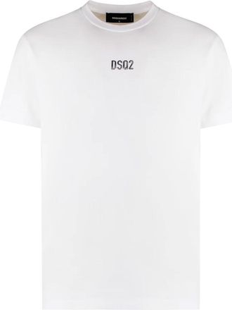 Dsquared2 Tops, Heren, Wit, S, Katoen, Logo Katoenen T-Shirt