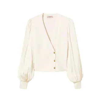 Twinset Gebreide top van viscosemix - Dames - Truien - Beige - Maat: XS Viscose