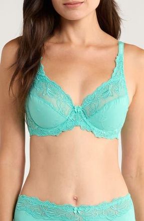 Hunkem&ouml;ller Diva Embrodiered Mesh Underwire Bra in Pool Blue at Nordstrom Rack, Size 32B