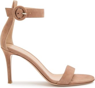 Gianvito Rossi Portofino 85 Suede Sandals - Nude - 36 (IT36 / UK3)