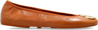 Tory Burch leather logo-detail pumps - women - Rubber/Fabric/Fabric - 10.5 - Brown