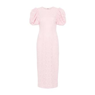 Rotate ROTATE Birger Christensen, Midi Dresses, female, Pink, Size: XS Fairy Tale Lace Fitted Midi Dress