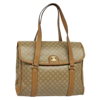 Celine Vintage Macadam Canvas Beige Canvas Bag (Pre-Owned)