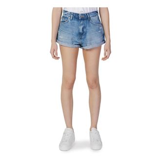 Pepe Jeans London Blauwe Katoenen Shorts met Zakken - Dames - Denim shorts - Blauw - W24 - Katoen - Korte Broeken