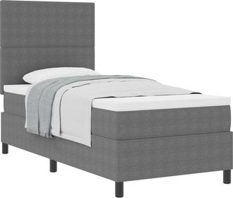 vidaXL Box Spring Bed Manual Light Grey,White 203 x 80 x 128 cm Vidaxl