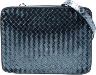 Bottega Veneta Pre-owned Cross Body Bags, female, Blue, Size: ONE SIZE Pre-owned Woven Nappa Shoulder Bag