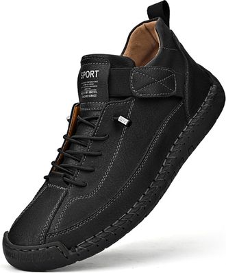 Generic Handmade Leather Orthopedic Comfy Shoes, Comfortable Orthopedic Sneakers Slip On Design Unisex Handmade Leather Comfy Shoes (Black,15)