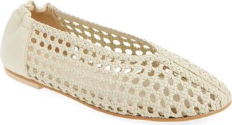 Freda Salvador Woven Ballet Flat in Vanilla Woven Calf With Laces at Nordstrom, Size 6.5