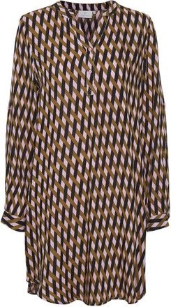 Kaffe Roze Overhemdjurk met Vlechtprint - Dames - Korte kleedjes - Veelkleurig - L - Kleedjes