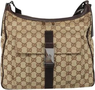 Gucci Pre-owned Canvas Schoudertas - Dames - Vintage Schoudertas - Beige - ONE Size - Vintage