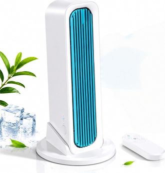 No Brand Ventilador De Torre Blanco Sin Aspas - Recargable Por Usb - Bater&iacute;a De 4000 Mah - 3 Velocidades - Silencioso - Con Soporte Desmontable Y Control Remot